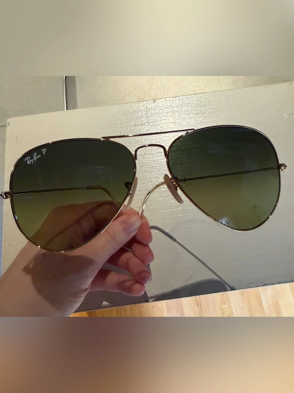 Ray-Ban RB3025 Aviator Gold G-15 Green Polarized Sunglasses 58mm